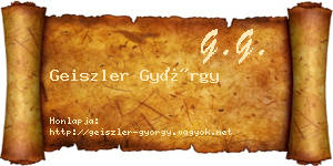 Geiszler György névjegykártya